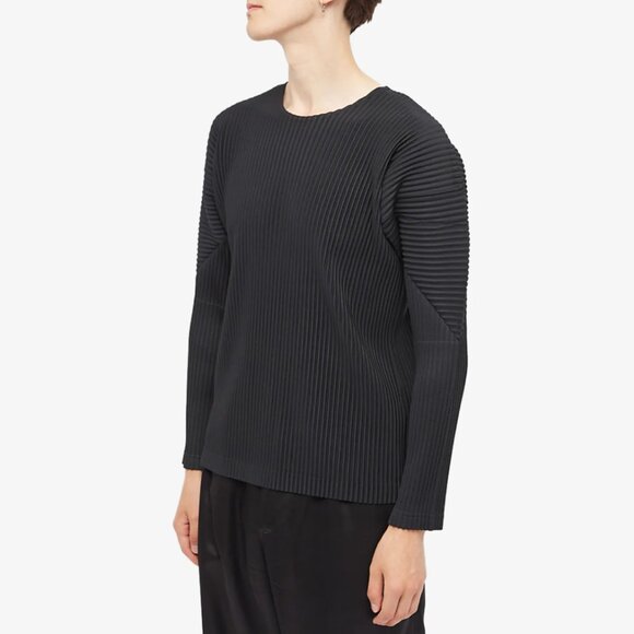 Issey Miyake Homme Plissé Black Pleated Long Sleeve Top sz 4/XL - Picture 11 of 12